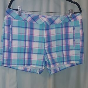 NWOT Plaid Ana Women's Shorts in Blue and Purple Size 14